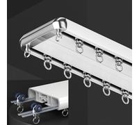 2-Channel Curved Ceiling Rail - No Rope Manual Installation - Modern Aluminum Sliding Ruffled Overhangs - 15m/49ft Indoor Home Decor Solution - Easy to Install, Stylish Design