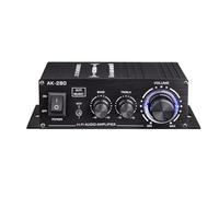 2-Channel HIFI Stereo Audio Digital Power Amplifier RCA & AUX Input Support Treble Bass Adjustment for Home Audio System