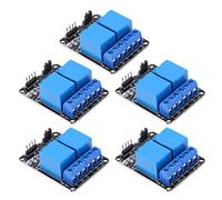 2 Channel Relay Module Optocoupler Isolation High Current ABS Relay Board for Microcontroller Control PLC Industrial Automation 5Pcs