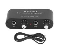 2 Channel Sound Amplifier, Balanced Input Circuit, 6.35mm Ports, Gain 0-20db, for Microphones, Instruments, Music Sign, Operates DC 5V-12V, Independent Power Switch and LED