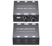 2 Channel Stereo Audio Mixer, 3.5mm Mini Audio Mixer Line Mixer, Low-Noise DC 5V Support Music Creation, Sub Mixing, Live Broadcast, As Guitars, Bass, Keyboards Mixer