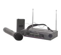 2 Channel Wireless Microphone Receiver System VHF Handheld Headset Karaoke Radio