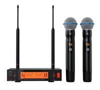 2-Channel Wireless Microphones System, 2 Metal Handheld Dynamic Mic Kit