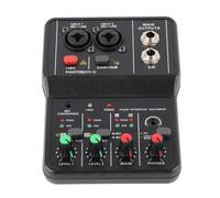 2 Channels Audio Mixer, Portable USB Mini Live Sound Card Sound Board Console, 48V Phantoms Power Compact Sound Mixing Console Mini DJ Mixer for PC & Music Recording