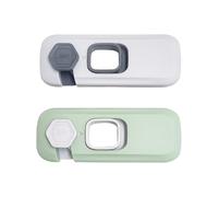 2 Children's Safety Locks, Double Door Lock Cabinet, Children's Refrigerator Safety Lock, Multi-Function Safety Snap Lock (Gray, Green).