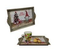 Set of 2 Cute Christmas Gonk Tea Serving Tray Plastic Drinks Lap Snack Tray 40cm x 26cm