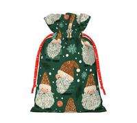 2_Christmas_Themed_Repeating_ Christmas Gift Bags With Drawstring, Reusable Gift Wrapping Bags For Xmas Holiday S Red Christmas Ribbon
