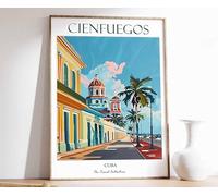2 Cienfuegos Poster Cienfuegos Travel Print Cuba Travel Art Tropical Decor Floral Art Caribbean A3 Poster on Canvas - Wall Art Home Decor Movie Poster Canvas Film Cinema Retro Vintage Cult Classic No