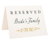 2 City Geese Reserved Wedding Table Signs | Set of 6 Pearl White and Gold Reserved Signs Including Reserved for Bride's Family Groom's Family and Wedding Party | Freestanding Double Sided