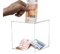 2 Clear Acrylic Piggy Bank - Save Up Smash Money Box | Unopenable Savings Jar Must Break To Open | Tip Jar for Budget, Coin and Cash
