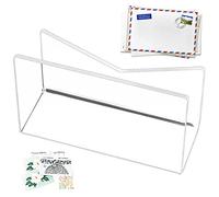 2 Clear Mail Organizer Countertop, File Organizer for Desk Clear, Acrylic Small Desktop Sorter, Clear Bill Money Divider for Cash Envelope, Acrylic Cell Phone Divider Holder for Charging