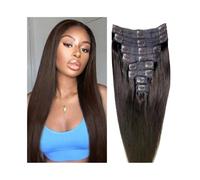 #2 Clip in Human Hair Extensions Straight Clip in Hair Extensions 8pcs Double Weft Dark Brown Color(24inches)