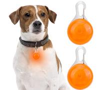 2 Clip On Light Up Dog Collar with Carabiner, Dog Collar Waterproof Dog Pet Lights, Safety Night Walking Running Lights Glowing Dog Collar with 3 Modes Flashing for Small, Medium, Large Dog, Orange