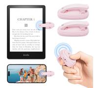 [2 Clips] Page Turner for Kindle Paperwhite: RF Finger Ring Remote Control Page Turner Clicker for Oasis/Scribe/Kobo E-Readers Reading Novels, Camera Video Remote Triggers, Kindle Accessories(Pink)