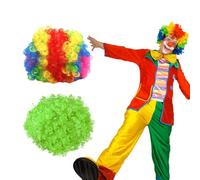 2 Clown Wigs, Rainbow Party Wigs for Costume Enthusiasts, Disco Accessory for Unisex, Blue and Afro Style Curly Wigs for Halloween Parties, Carnival Events, Theatrical Performances