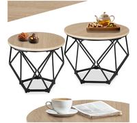 Tectake Coffee Table Set 2-Piece Benham - Industrial Wood Light, Oak Sonoma