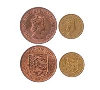 2 Coins from Jersey | Islander Coin Set Collection 1/4 1/12 Shilling | Circulated 1957-1960 | Elizabeth II | Shield