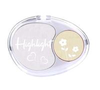 2 Color Highlighter Powder Palette, Makeup Palette Facial Bronzers Illuminator Palette Highlighter Baked Waterproof Long Lasting Brilliant Lighten-White