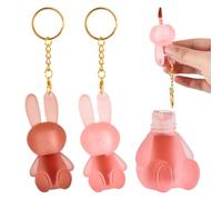 2 Colors Cute Rabbit Matte Liquid Lipstick set, Velvet Lip Glaze 2 in 1 Key Chain Lip Gloss Stain Combo, Waterproof & Long-Lasting Non-Stick Nude Lip Clay Perfect Lip Makeup for Girls