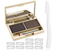 2 Colors Eyebrow Palette,Waterproof Brow Kits for Women, Eyebrows Powder, Sweat-Proof Smudge-Proof High Color Rendering, Makeup Kit for Women with 1 Brushes10 Cards1 Knife.