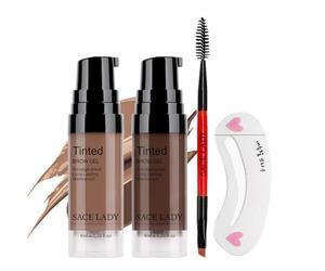 2 Colors Long Lasting Eyebrow Gel Set with Eyebrow Brushes for Waterproof Eyebrow Makeup, Eyebrow Tint Concealer Kit, Intense Color Eyebrow Wax Cream 2 x 5ml/0.20oz