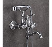 2 Colors Luxury Bathtub Faucets Black Brass Bathroom Faucet Mixer Tap Wall Mounted Hand Held Shower Kit Shower Faucet Sets-Chrome,Chrome