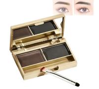2-Colour Eyebrow Powder Palette | Waterproof Long-Lasting Brow Kit with Dark Brown Powder | Multi-Purpose for Eyeshadow, Hairline & Contour, Compact Portable Natural Finish