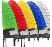 2 Coloured Tyres 20 x 1.75 cm (47-406) + American Valve Chambers Road Tyres Grace City Bike Children (White)