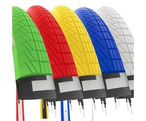 2 Coloured Tyres 20 x 1.75 cm (47-406) + Road Tyre Chambers Grace City Bike Children (Yellow)