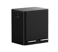 VonHaus Kitchen Bin, 30L Double Recycling Bin for Kitchen, Black Two Section Food Waste Separation System with Non-Slip Base & Removable Inner-Compartments, Large Airtight Trash Can, 2 x 15L