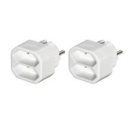 2 Compartment AC Adapter, 2 Euro Sockets, dble pack, blc