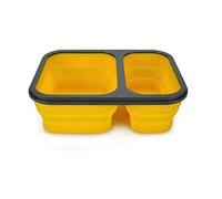 2-Compartment Collapsible Silicone Bento Lunch Box with Cutlery | BPA-Free | Space-Saving | Air-Tight | Leak Proof | Microwave & Dishwasher Safe | Original Home Gems Lunch Boxes | Yellow