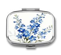 2 Compartment Decorative Metal Small Pill Case for Pocket Or Purse | Azure Chronicles Pill Box Portable Medicine Box Travel Square Pill Container Organizer for Vitamins Fish Oils