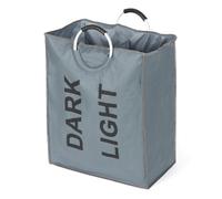 LIVIVO Large Portable 2 Section Double Collapsible Light And Dark Washing Laundry Basket Bag Folding Laundry Hamper - Grey