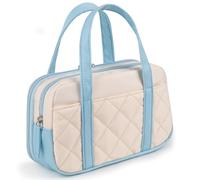 2 Compartment Pencil Case For Girls,Zipper Pencil Bag With Handle, Large Capacity quilting Pencil Pouch Organizer Aesthetic, Womens Soft Pencil Box Marker Pouch For Middle School Office College