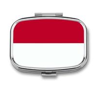 2 Compartment Pill Box Funny Principality of Monaco Flag Printing Square Metal Small Medicine Organizer Vitamin Box for Travel Pocket Portable Pill Case with Mirror Square
