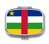 2 Compartment Small Pill Box Case with Central African Republic Flag, Portable for Pocket Or Purse Pill Organizer Vitamins, Medication, Fish Oil and Supplements Square
