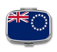 2 Compartment Small Pill Box Case with Cook Islands Flag, Portable for Pocket Or Purse Pill Organizer Container Holder to Hold Vitamins, Medication and Supplements Square