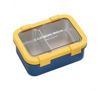 2 Compartment Stainless Steel Lunch Box with Leakproof Lids, Food Container with Secure Side Locks for Fresh Meal Storage (Yellow)