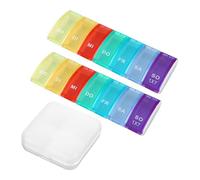 2 Compartmented Pill Boxes and 1 Mini Pill Box, 7-Day Pill Storage Box, Convenient Storage of Pill Boxes, Suitable for Drug Classification and Management.