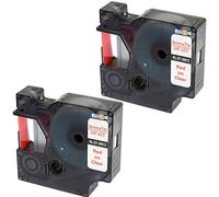 2 Compatible 40912 Red on Transparent 9mm x 7m Labelling Tapes for LabelManager LM 100 150 160 200 210D 260 280 300 350 350D 360D 400 420P 450 500TS PC PC2 PnP LabelWriter LW 400 450 Duo