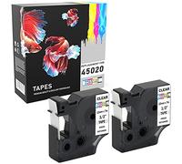 2 Compatible 45020 White on Transparent 12mm x 7m Labelling Tapes for LabelManager LM 100 150 160 200 210D 260 280 300 350 350D 360D 400 420P 450 500TS PC PC2 PnP LabelWriter LW 400 450 Duo