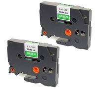 2 Compatible TZe-725 TZ-725 White on Green 9mm x 8m Label Tapes for PT-1000 1005 1010 3600 9600 D200 D210 D210VP D400 D450VP D600VP E100 E550WVP H101C H105 H110 H300 H500 P700 P750W