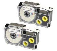 2 Compatible XR-12WE XR-12WE1 Black on White 12mm x 8m Self-Adhesive Label Tapes for Casio KL-60 KL-100 KL-120 KL-200 KL-300 KL-750 KL-780 KL-820 KL-2000 KL-7000 KL-7200 KL-8100 CW-L300 Label Makers