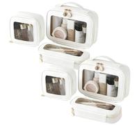 2 Complete Sets of 3-Size Makeup Bags | Premium Transparent & Waterproof Cosmetic Organizer Storage Bag | Travel Toiletry & Skincare Storage Set (White, L+M+S)