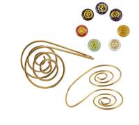 2 Copper Iron Ring Reiki Spiral Hand Rings with 7-pcs Chakra Stones/Crystal Set for Crystal Healing Meditation and Energy Therapy,Healing Crystal Gifts, Spiritual Gifts, Relaxation, Decor