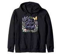 2 Cor. 12:9 - His Grace is Enough Butterfly Floral Zip Hoodie