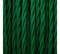 2 Core 10 Metres Twisted 0.75mm Vintage Italian Dark Green Coloured Braided Lighting Fabric Cable Flex Cord Retro Cable