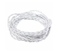 2 Core 2x0.75mm Vintage Fabric Twisted Textile Cable Braided House Lighting Electrical Wire Woven Pendant Lamp Cord(White,20meter)