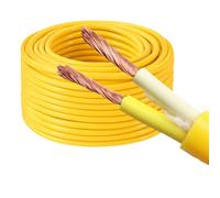 2-Core Extension Cable With Plug And Socket, 1.5mm²/2.5mm²/4mm², Outdoor Waterproof PVC Wire With Dust Cap & Cable Clips, Yellow/Black(Yellow,16ft,2c-2.5mm2)